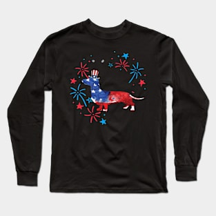 Dachshund Uncle Sam Hat 4Th Of July Long Sleeve T-Shirt